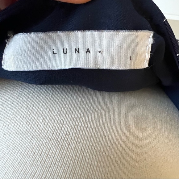Luna Navy Pinstripe Keyhole Shoulder Dress - Picture 5 of 6